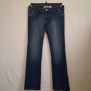 Misses Women's Bootcut Jeans Size 28 Blue Denim Embroidered Pocket Stretch